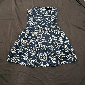 French Connection  Tunic Paisley strapless A-line Dress Indigo Blue size 4